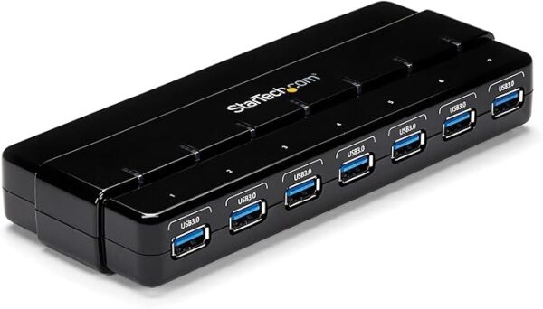 StarTech.com 7 Port USB 3.0 Hub – Up To 5 Gbps – 7 x USB – Universal Multi Port USB Extender for Your Desktop – USB Powered